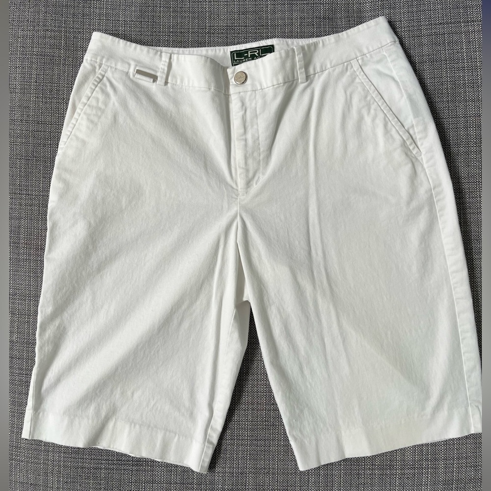 Women’s Lauren Active Ralph Lauren White Bermuda Shorts Sz 8